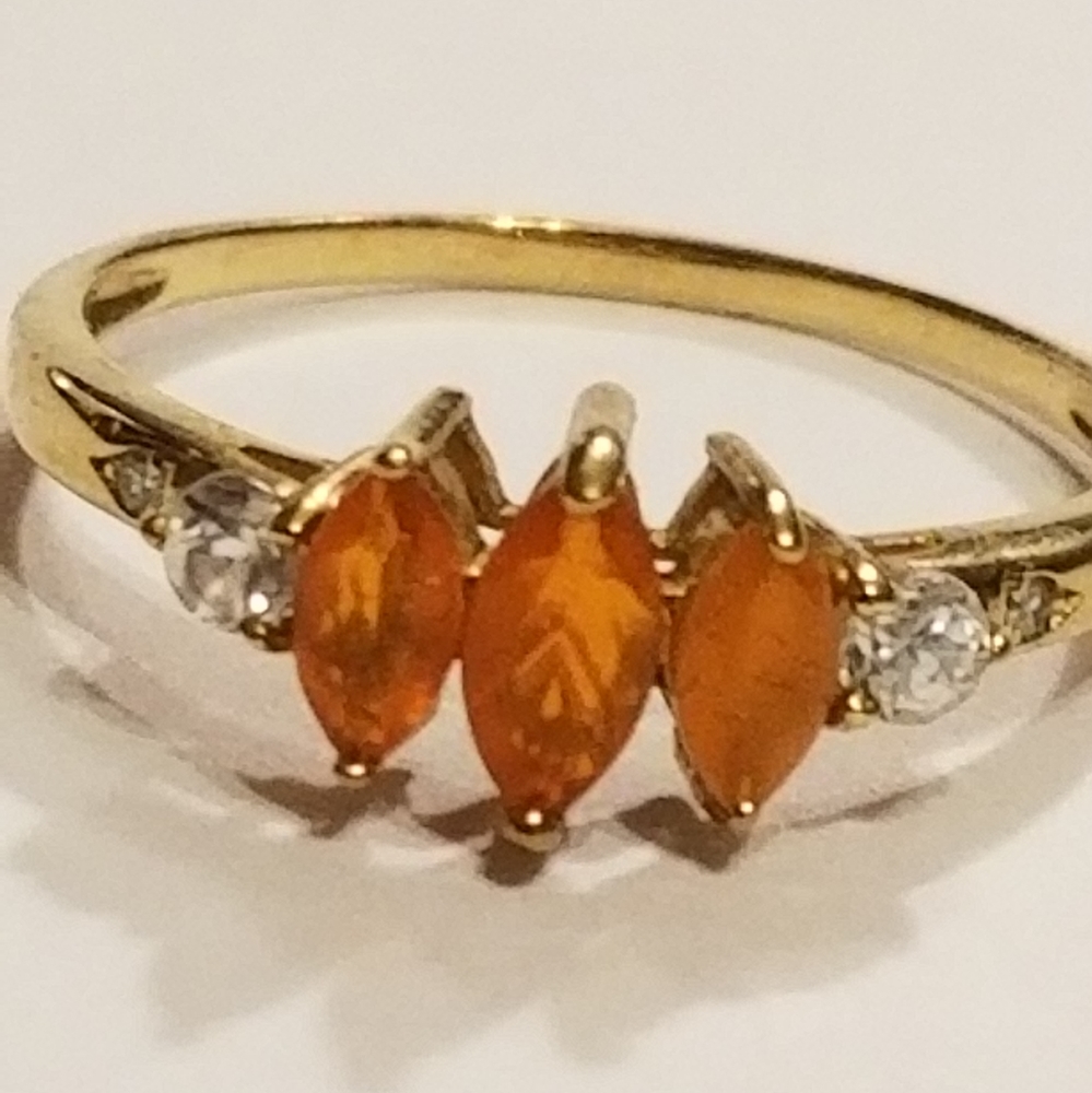 VINTAGE Rare Madera Citrine & Diamond Gold Ring